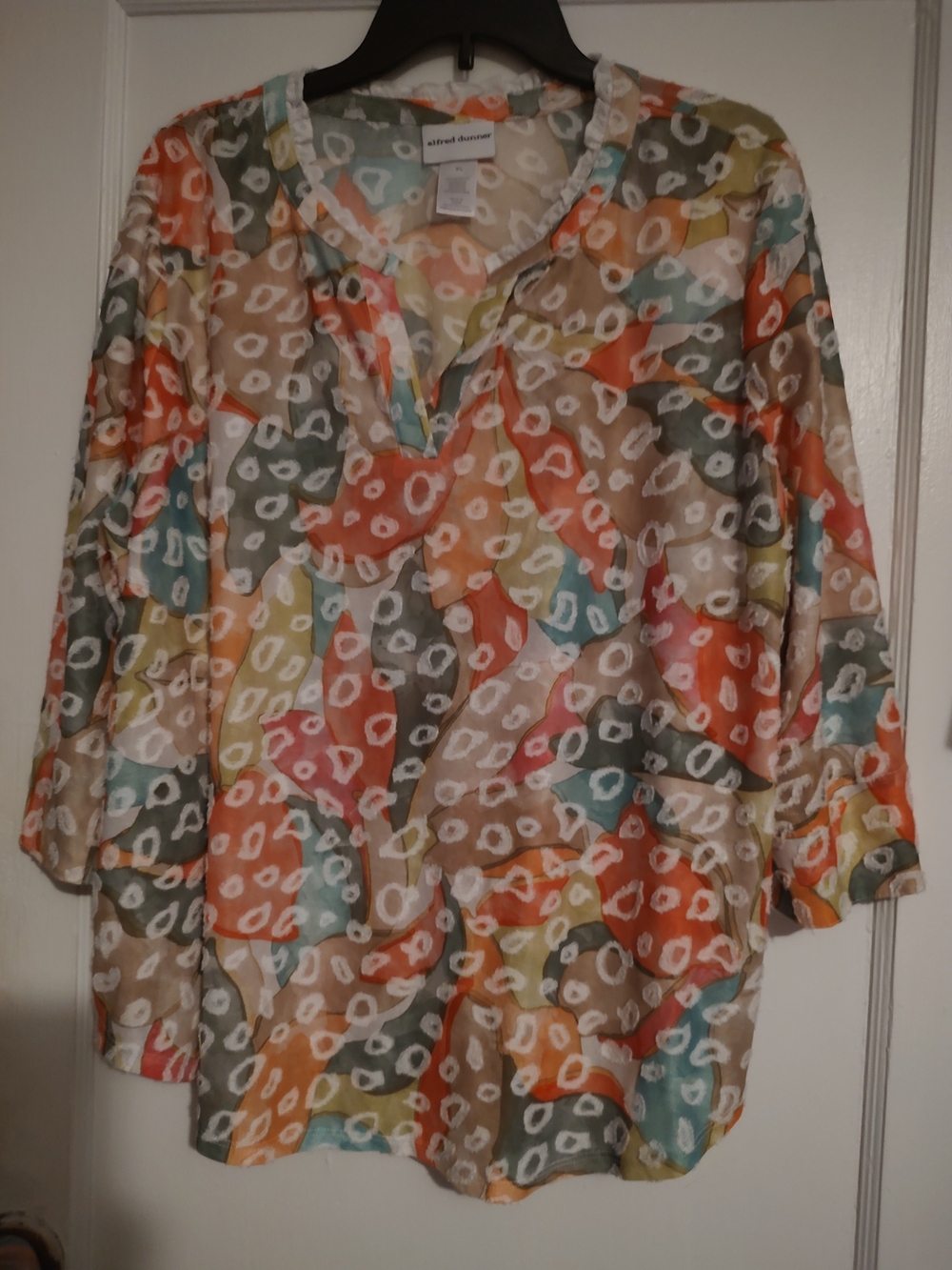 alfred dunner Multicolor Printed V-Neck Women's Top
